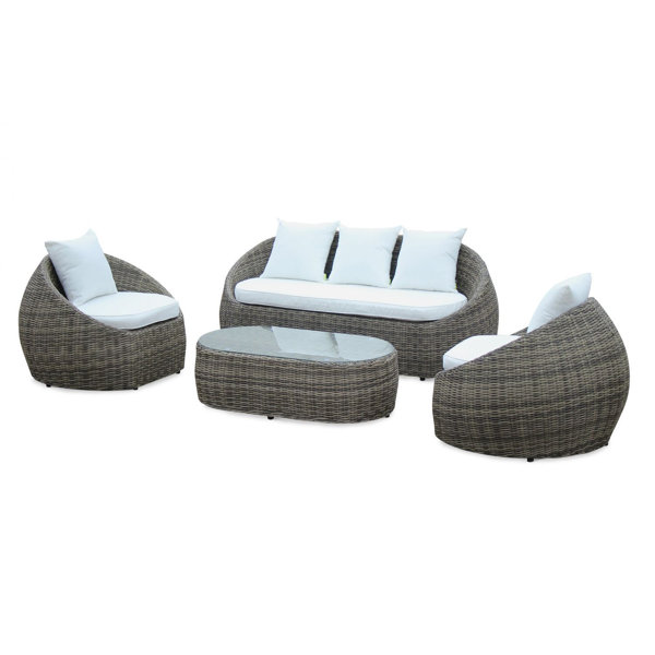 Ebern Designs Sitzer Lounge Set Jacora Aus Polyrattan Mit Polster